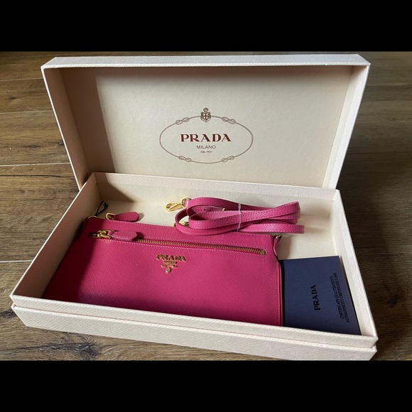 PRADA-AUTHENTIC (NWT) Fuchsia Leather Crossbody Handbag - Picture 13 of 13